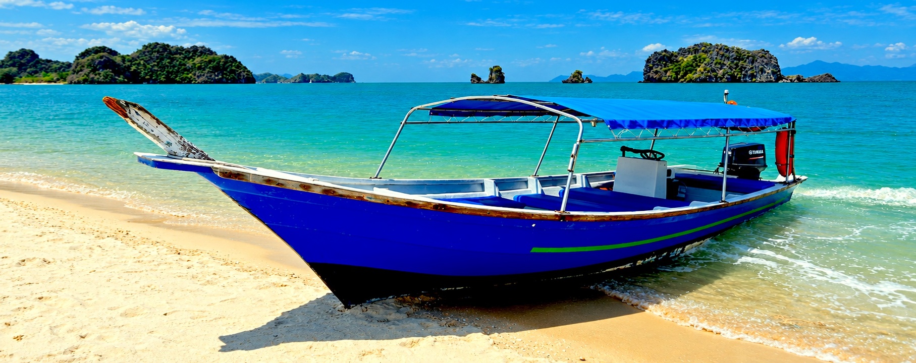 Beach boat location for film production support in Malaysia